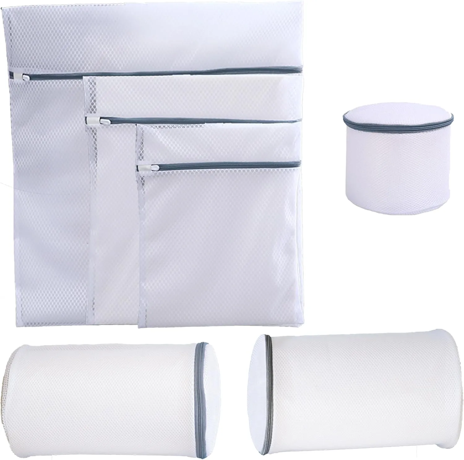 6-Piece Durable Laundry Mesh Bag Set. Suitable for Thick and Thin Clothes, Available in Large, Medium and Small Sizes. Includes Bra Bags and 2 Extra-Thick net Bags Specially Designed for Shoe Washing