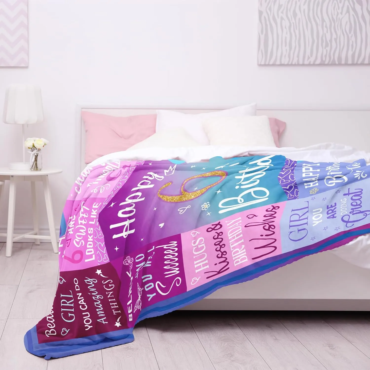 6 Year Old Girl Birthday Gifts Blanket, 6th Birthday Decorations for Girls, Six Year Old Girl Birthday Gifts 60"X50"