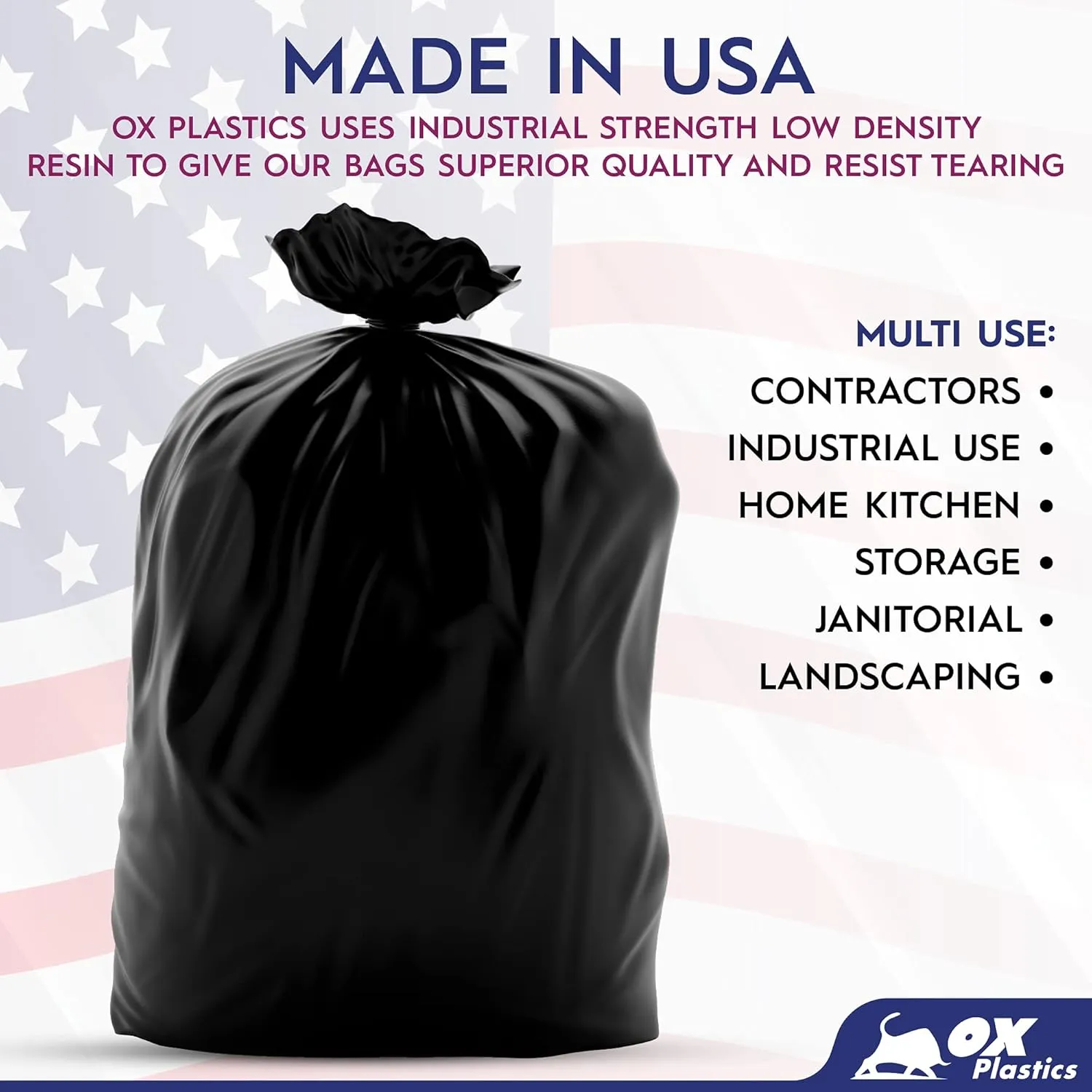 60 Gallon Trash Can Liners Garbage Bags - 100 Count & 2mil Thick Extra Heavy Duty Trash Bag Strength -Large Garbage, Leak-Proof & Durable
