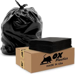 60 Gallon Trash Can Liners Garbage Bags - 100 Count & 2mil Thick Extra Heavy Duty Trash Bag Strength -Large Garbage, Leak-Proof & Durable