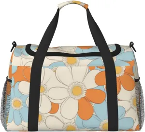 70'S Retro Spring Hippie Flower Travel Duffel Bag Tote Bag Sports Gym Bag For Women And Men