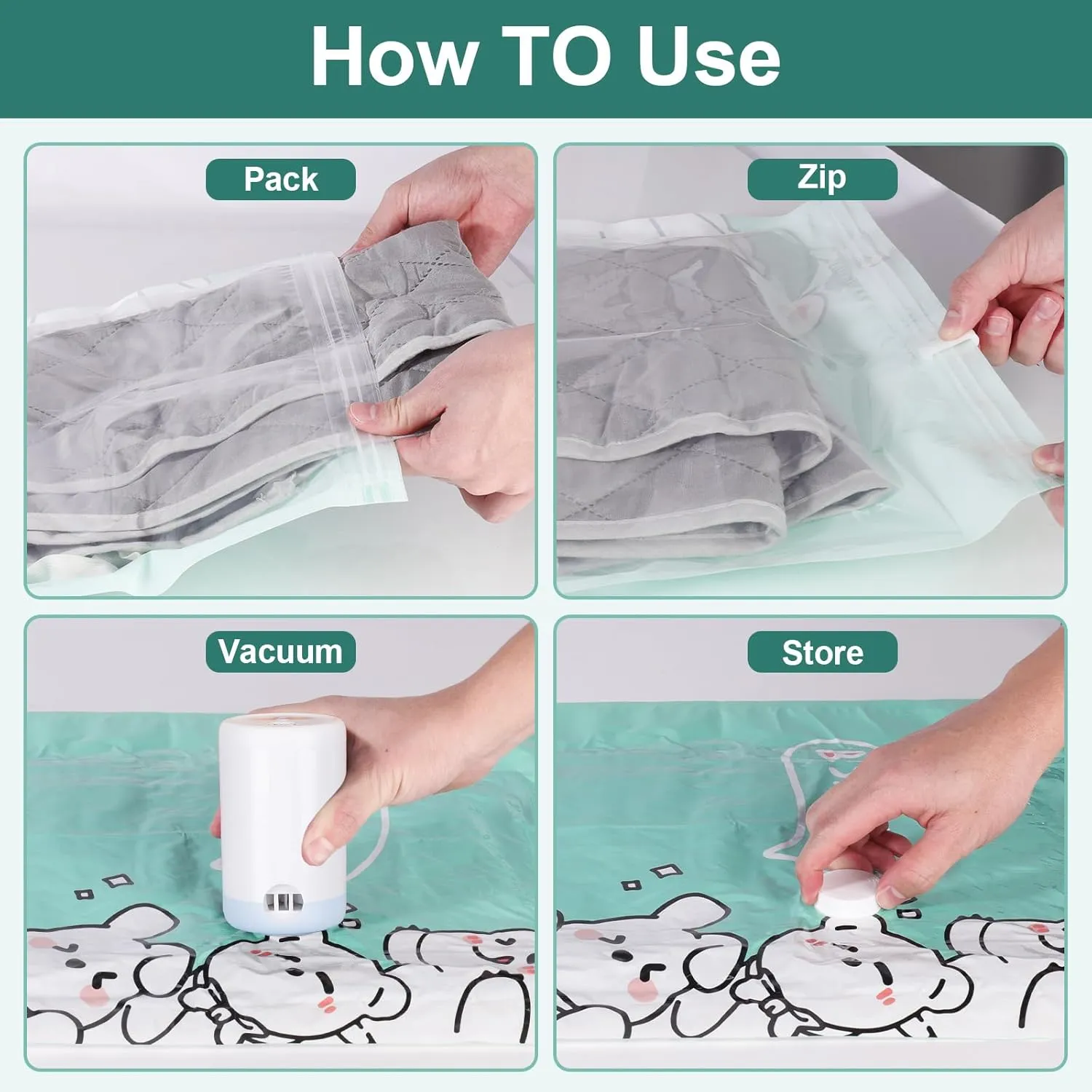 8 Combo Pack Travel Vacuum Storage Bags with Wireless Portable Electric Pump, Vacuum Seal Bags for Clothing and Bedding, Space Saver Essentials for Comforters, Blankets, Luggage Organization