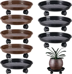 8 Packs Large Plant Caddy with PU Wheels 12" Rolling Plant Stands Heavy-duty Plastic Plant Roller Base Pot Movers Plant Saucers on Wheels Indoor Outdoor Plant Dolly with Casters Planter Tray Coaster