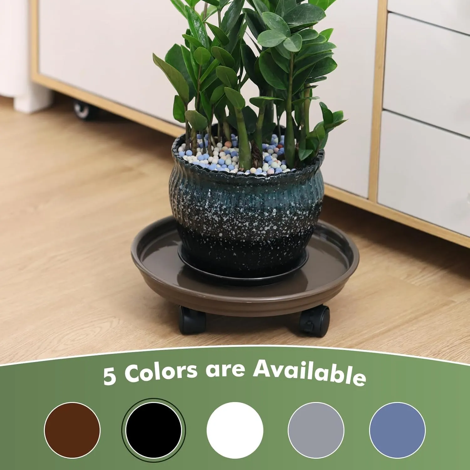 8 Packs Plant Caddy With Wheels 12" Plastic Rolling Stands Heavy-Duty Dolly With Casters Indoor and Outdoor Roller Base Large Heavy Pot Saucers Plant Mover, Brown