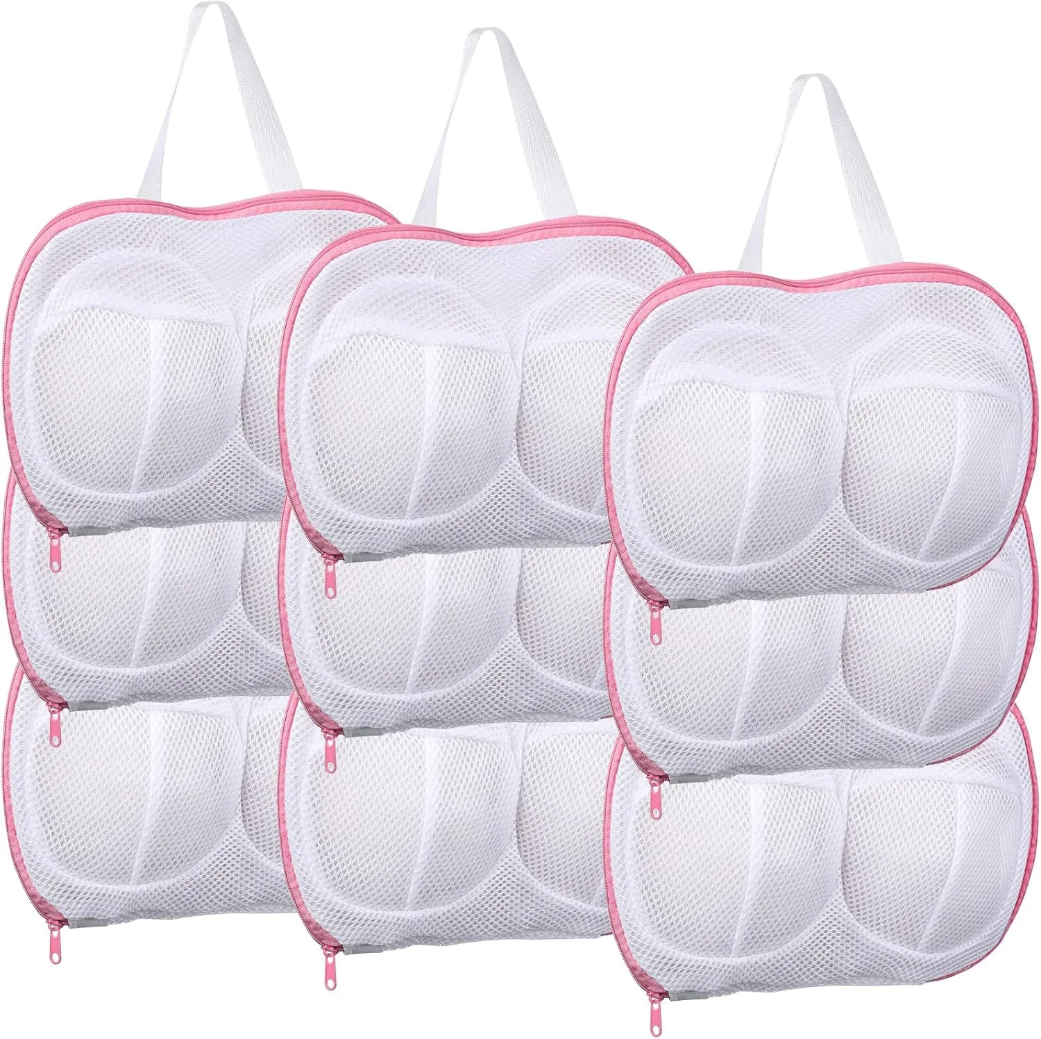 9 Pcs Bra Washing Bags for Laundry Extra Large Mesh Brassiere Bra Laundry Bags with Zipper for Washing Machine Anti Deformation(Pink)