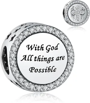 925 Sterling Silver Charms Fit Pandora Charms Bracelet God Has You In His Arms I Have You In My Heart Fit Wife Mother's Day Christmas Birthday Gift
