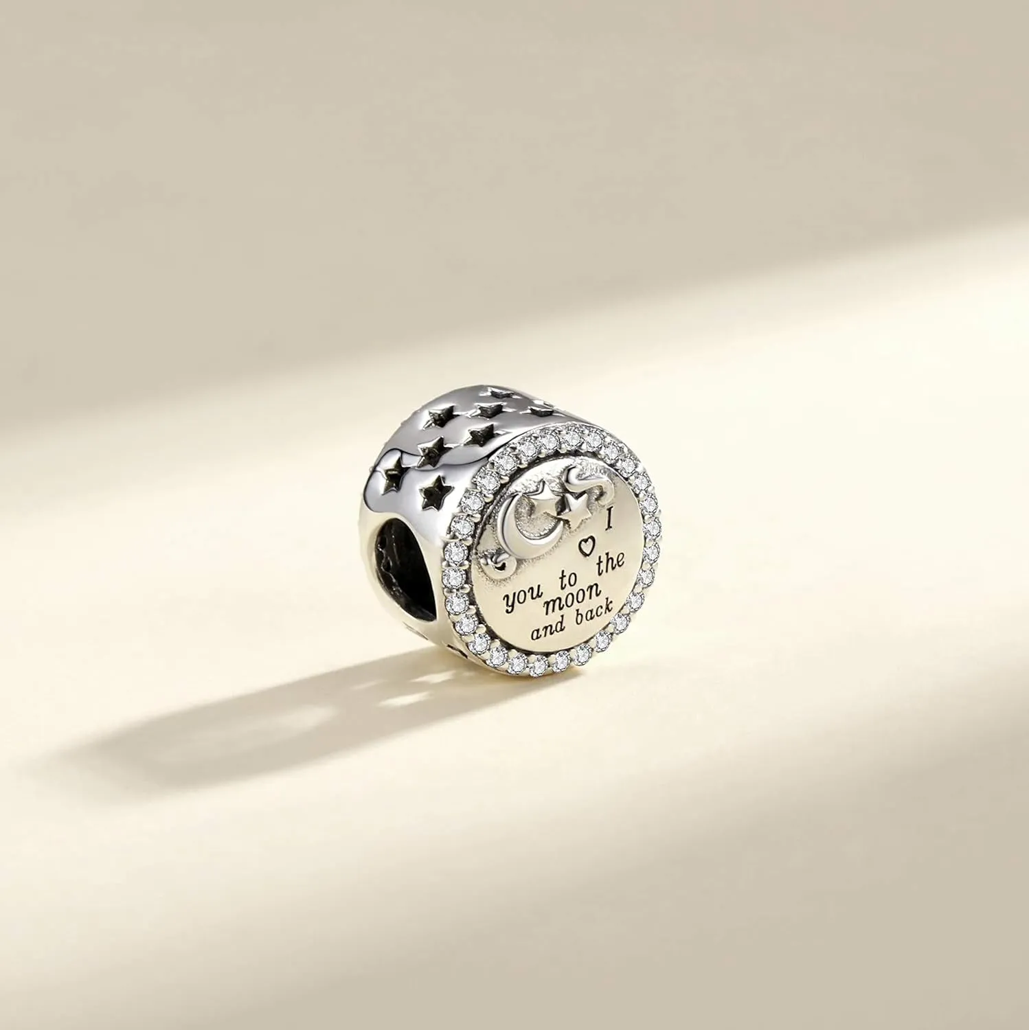 925 Sterling Silver Charms Fit Pandora Charms Bracelet I Love You to The Moon and Back Fit Wife Mom Christmas Birthday Gift