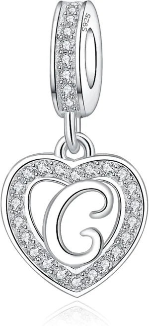 925 Sterling Silver Letter Charms A~Z Alphabet Charm Letter Beads fit Pandora European Bracelets fit Wife Mom Christmas Birthday Gift