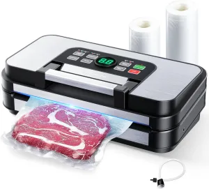 95Kpa Powerful Precision Pro Vacuum Sealer with 10-in-1 Functions, Easy-Lock Handle, Double Heat Seal & Double Pump, Vacuum Sealer Machine for Food with Bags Storage, Built-in Cutter, Green