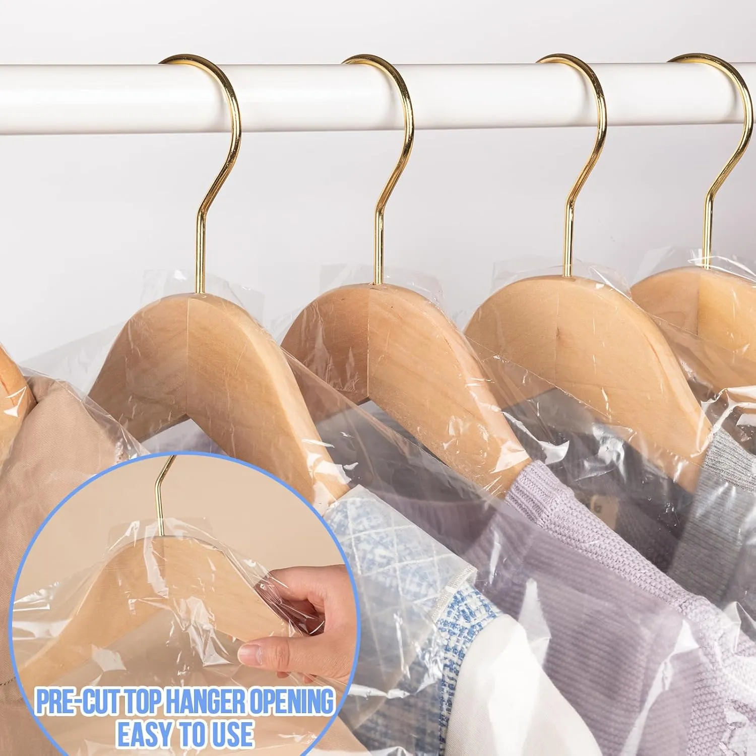 97 Pack Dry Cleaner Bags, (45x70cm) Clear Dry Cleaning Bags, Clear Dry Cleaner Bags for Hanging Clothes, Dust-proof Dry Cleaning Garment Bags for Short or Children's Clothes