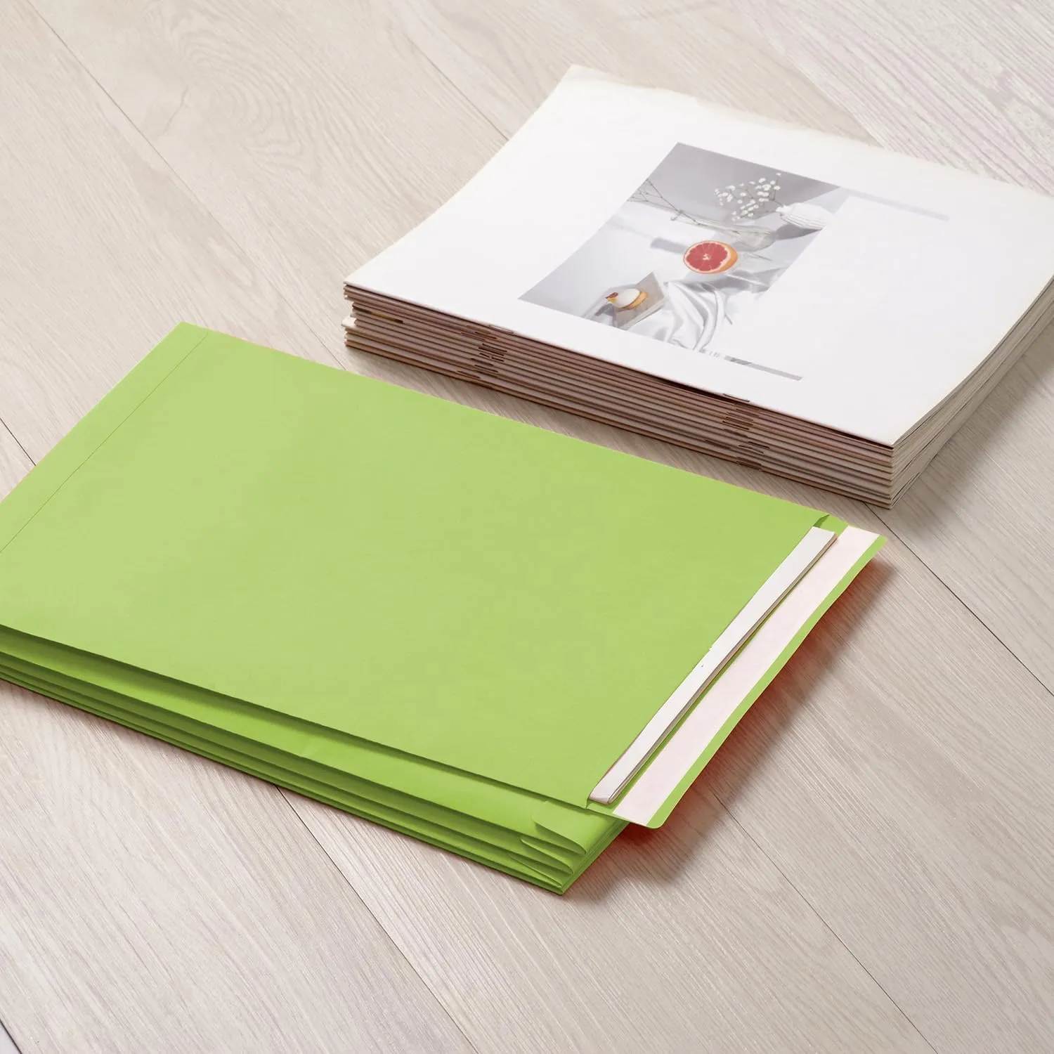 9" x 12.75" Light Green Self-Seal Catalog Envelopes for Invitation Cards, Organizing and Storage, Pictures, Photos, Documents (100 PCS)