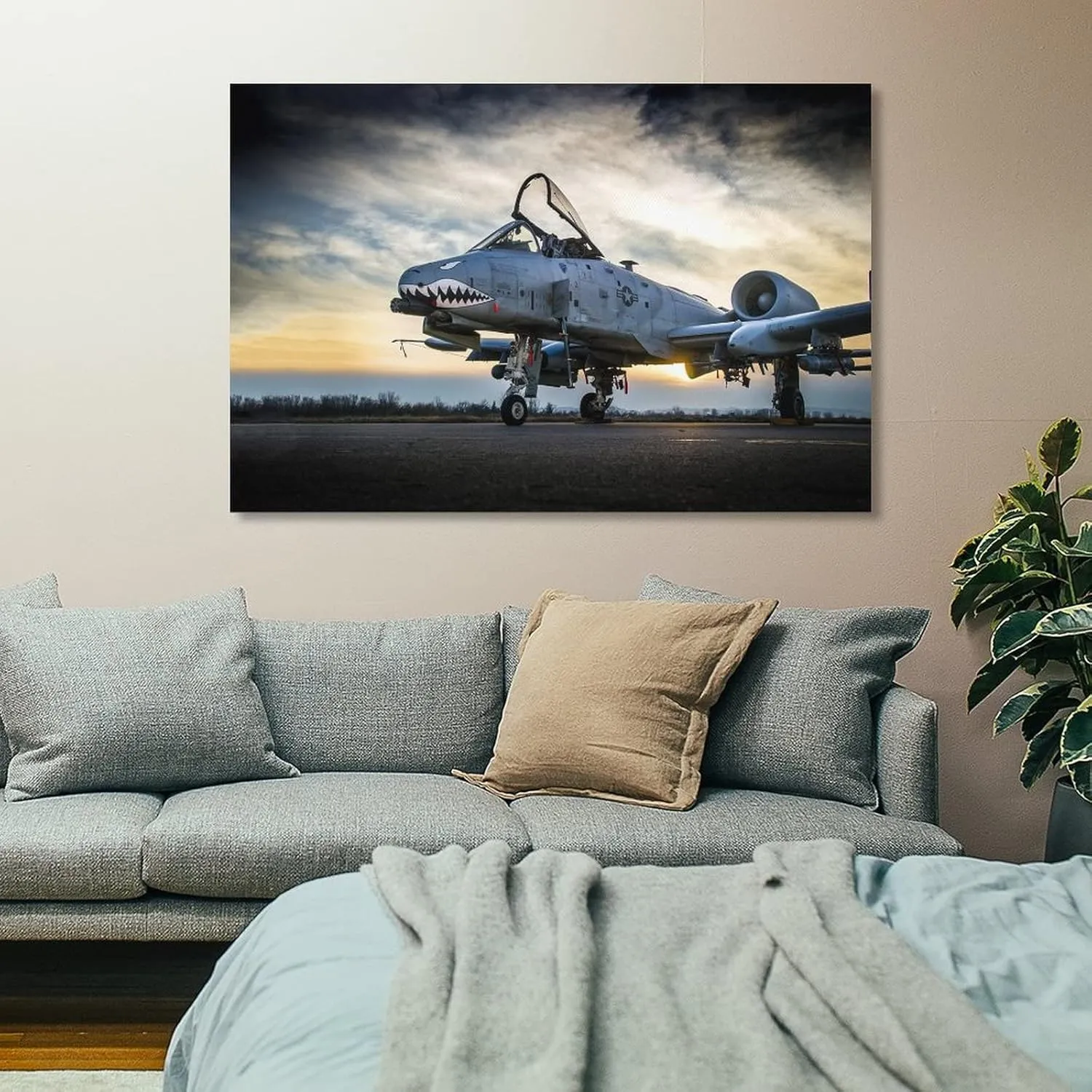 A-10 Thunderbolt II Warthog Canvas Poster, World War II （WW2） attack Aircraft Wall Art (26) Poster Decorative Painting Canvas Wall Art Living Room Posters Bedroom Painting 16x24inch(40x60cm)
