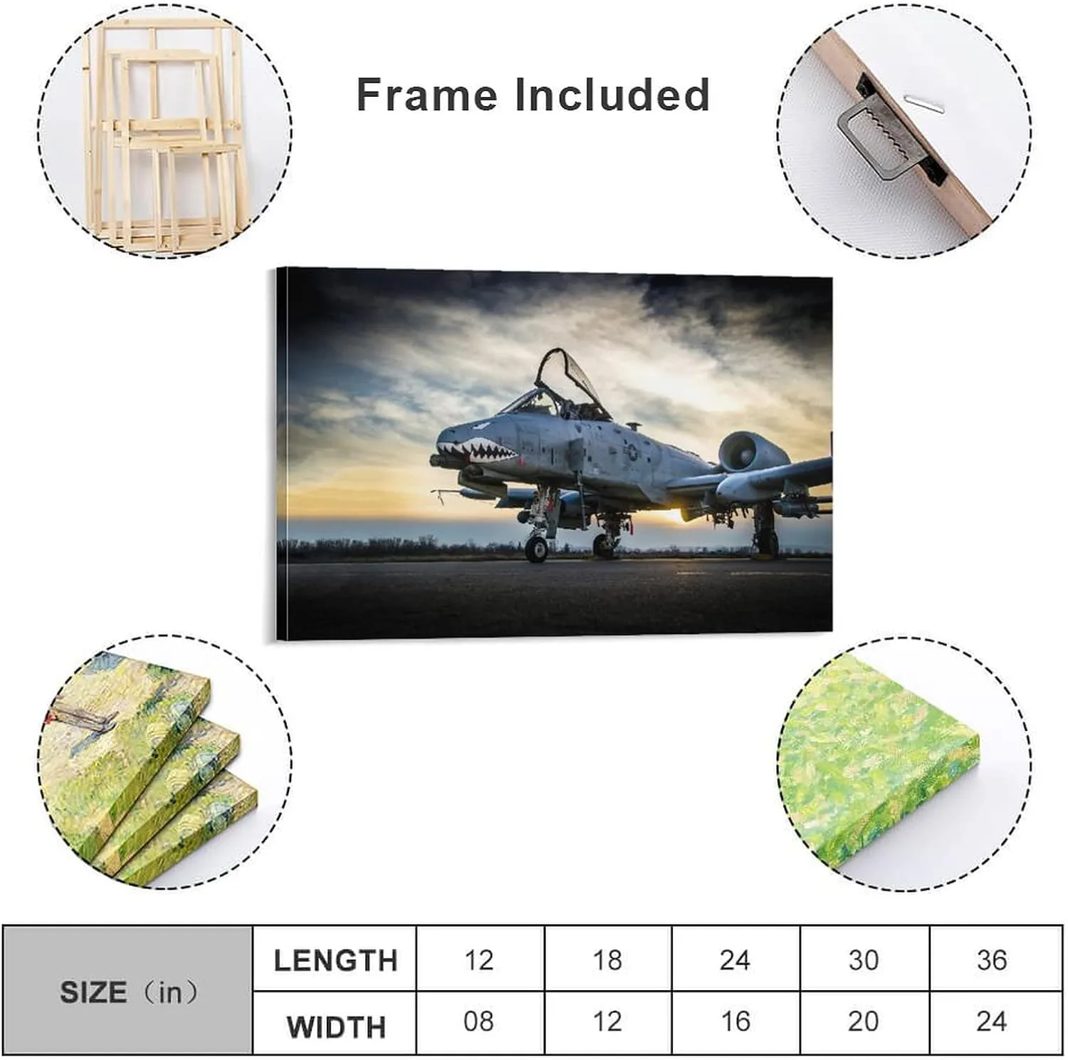 A-10 Thunderbolt II Warthog Canvas Poster, World War II （WW2） attack Aircraft Wall Art (26) Poster Decorative Painting Canvas Wall Art Living Room Posters Bedroom Painting 16x24inch(40x60cm)