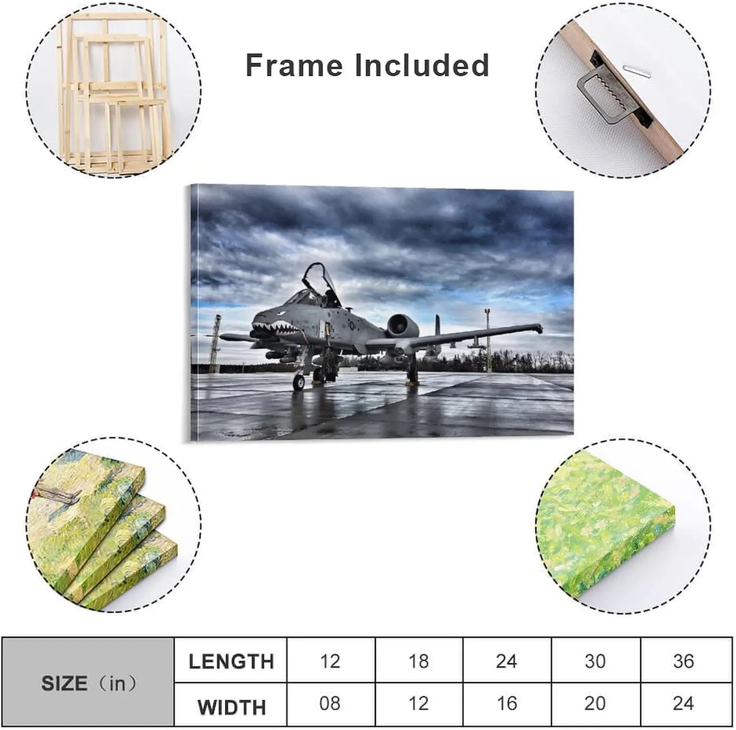 A-10 Thunderbolt II Warthog Canvas Poster, World War II （WW2） attack Aircraft Wall Art (30) Poster Decorative Painting Canvas Wall Art Living Room Posters Bedroom Painting 12x18inch(30x45cm)