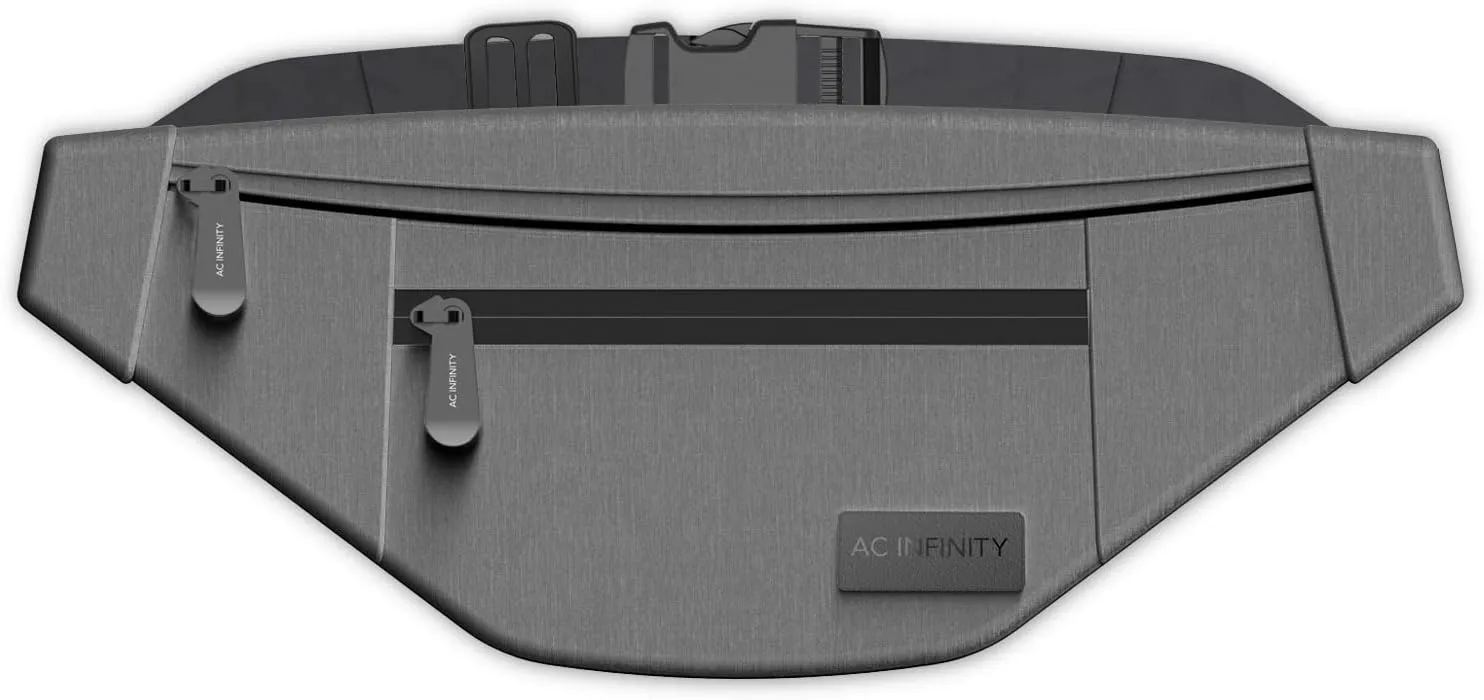AC Infinity Smell Proof Belt Bag, Odor Locking Stash Bag with 900D Nylon Fabric and Carbon Filter Lining, Travel Pouch, Smell Proof Odorless Stash Bag, Gray