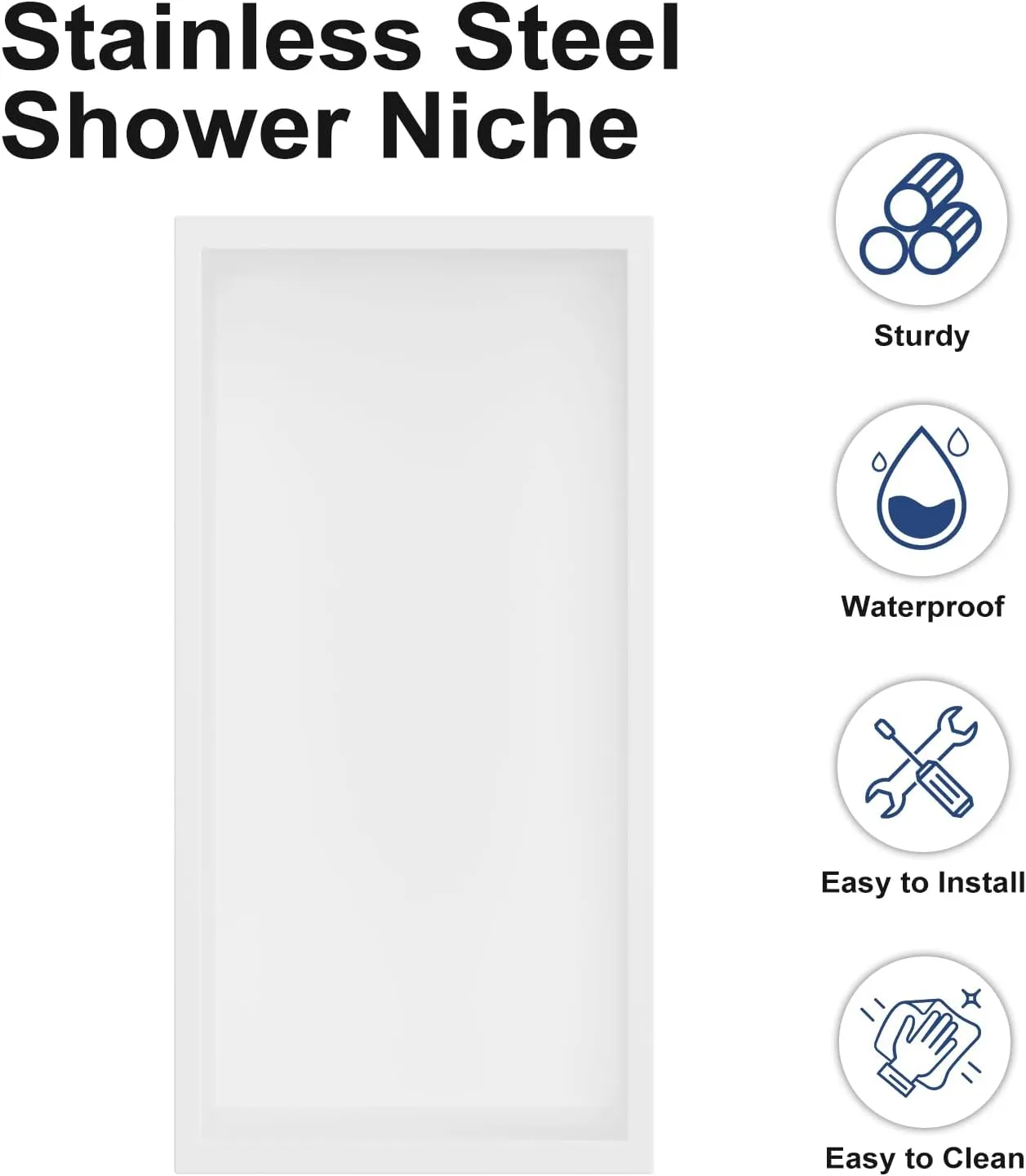 Achelous Stainless Steel Insert Shower Niche 12" X 6" NO Tile Needed, Bathroom Wall Niche Recessed Shower Shelf Organizer, Wall-inserted Niche Recessed Shower Caddy, Matte White