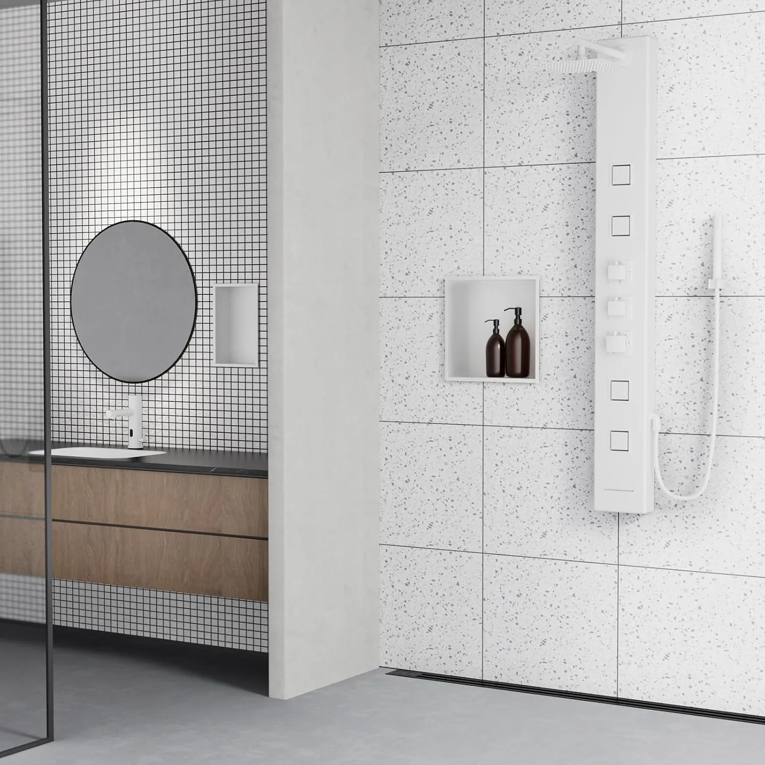 Achelous Stainless Steel Insert Shower Niche 12" X 6" NO Tile Needed, Bathroom Wall Niche Recessed Shower Shelf Organizer, Wall-inserted Niche Recessed Shower Caddy, Matte White