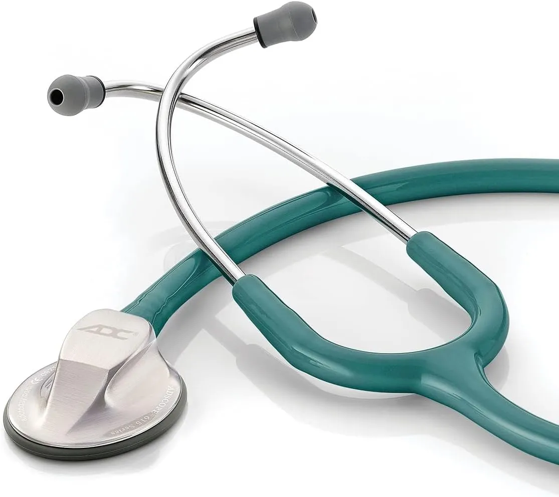 ADC Adscope 615 Platinum Sculpted Clinician Stethoscope with Tunable AFD Technology, Lifetime Warranty, Teal