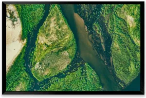 Aerial view the green islands zambezi river Black Framed Canvas Wall Art for Living Room Bedroom Kitchen Bathroom Prints Pictures Wall Decor Posters Painting Artwork 16x24