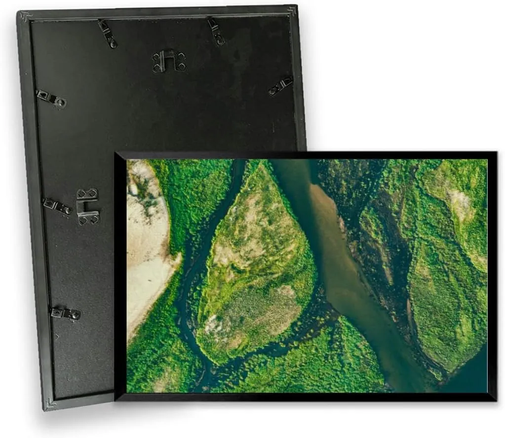 Aerial view the green islands zambezi river Black Framed Canvas Wall Art for Living Room Bedroom Kitchen Bathroom Prints Pictures Wall Decor Posters Painting Artwork 16x24
