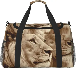 African Lion And Lioness Travel Duffel Bag Tote Bag Sports Gym Bag For Women And Men