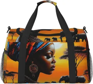 African Woman Travel Duffel Bag Tote Bag Sports Gym Bag For Women And Men