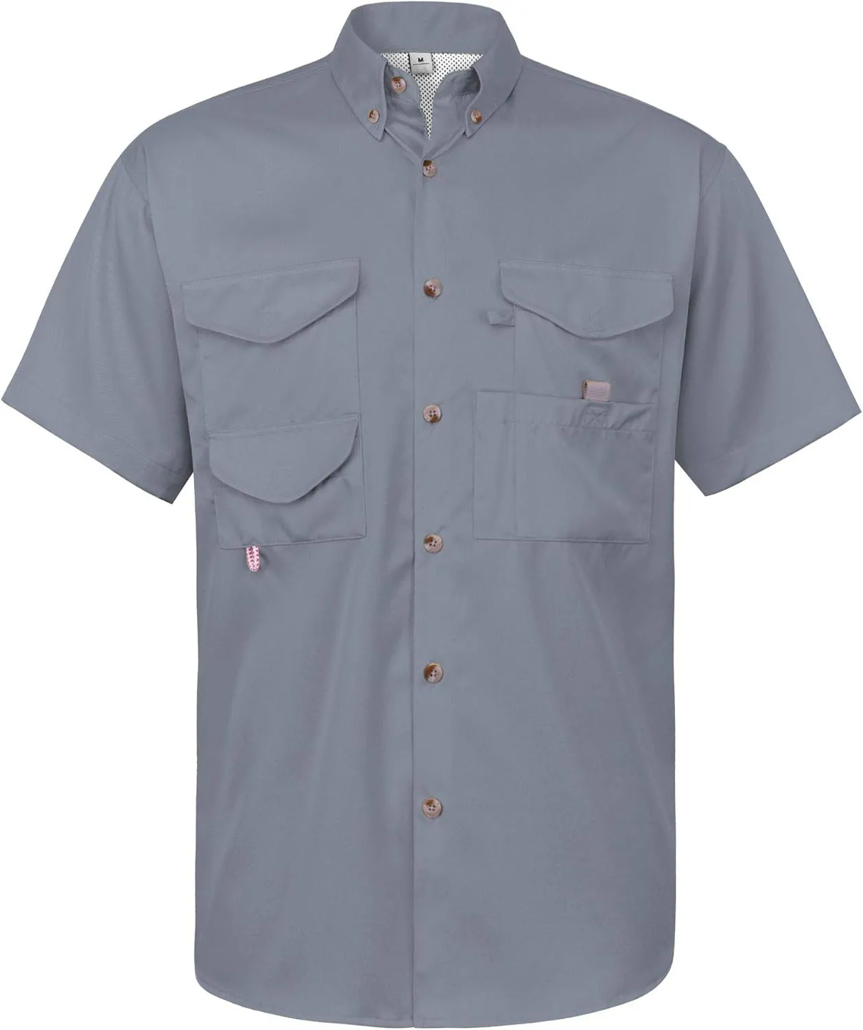 Alimens & Gentle Short Sleeve Fishing Shirt Wicking Fabric Sun Protection Casual Button Down Shirts