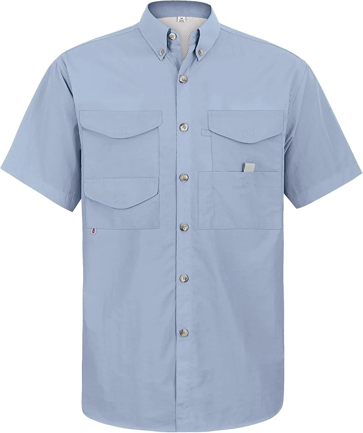 Alimens & Gentle Short Sleeve Fishing Shirt Wicking Fabric Sun Protection Casual Button Down Shirts