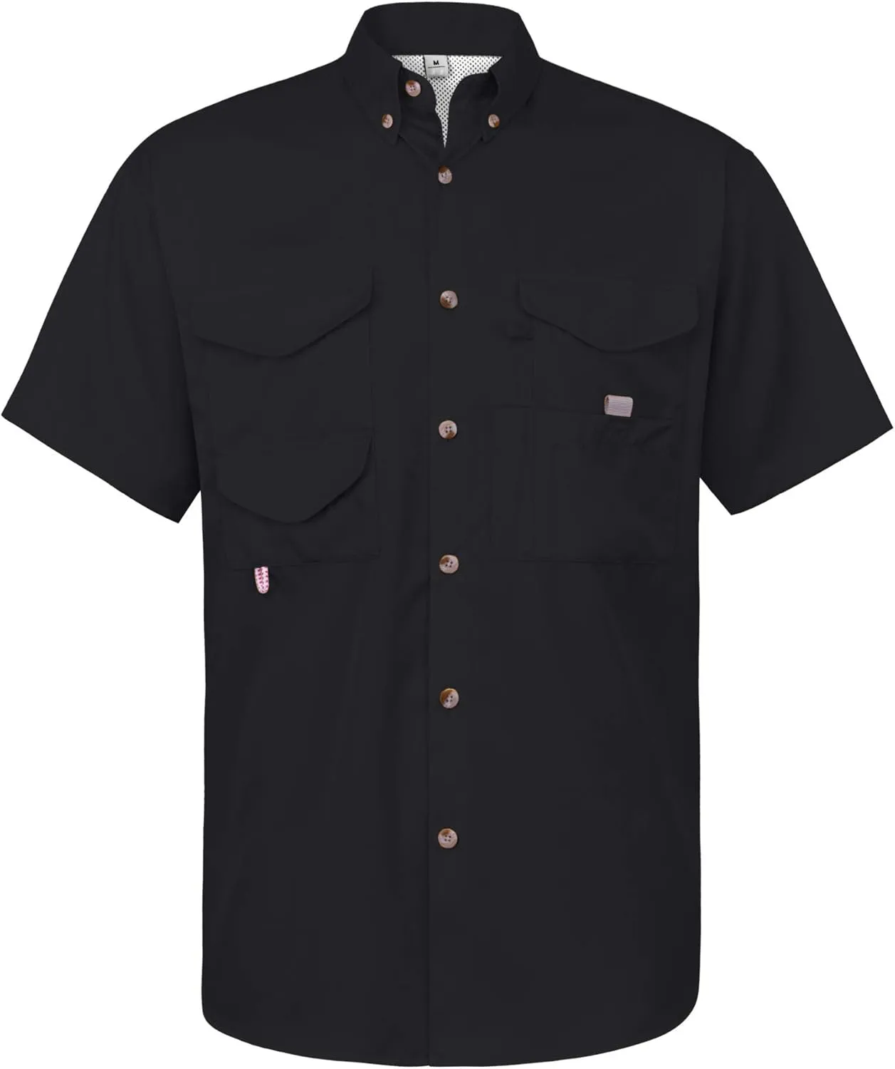 Alimens & Gentle Short Sleeve Fishing Shirt Wicking Fabric Sun Protection Casual Button Down Shirts