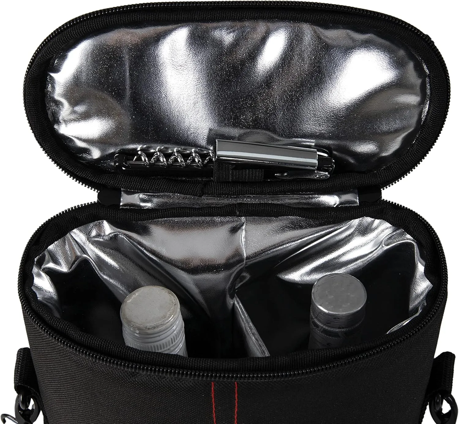 ALLCAMP 2 Bottle Wine Tote Carrier - Insulated Portable Padded Canvas Wine Bag for Travel, BYOB Restaurant, Wine Tasting, Party, Great Christmas Day Gift for Wine Lover，Black