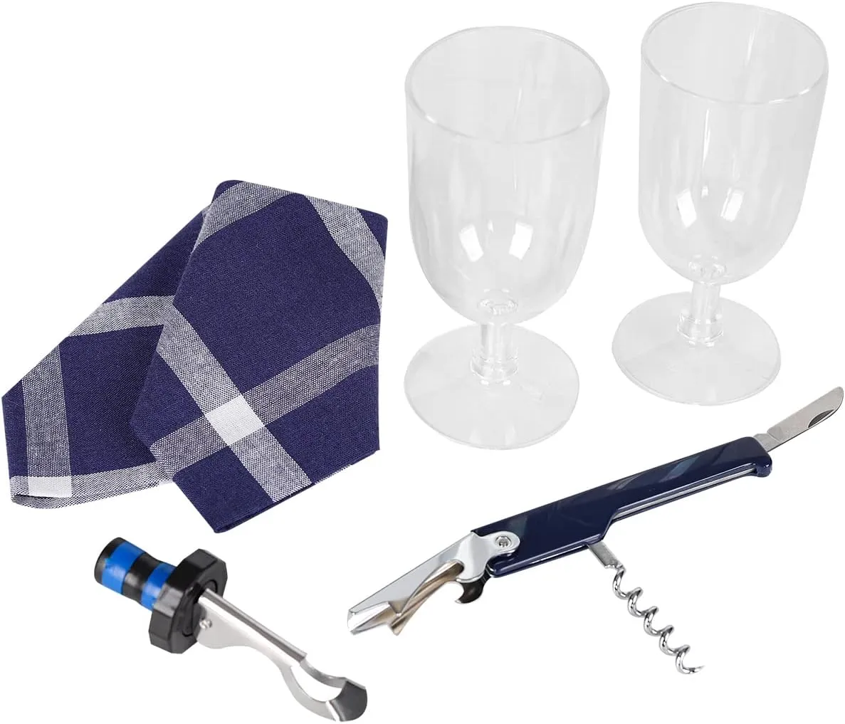 ALLCAMP Wine Tote Bag with Cooler Compartment，Picnic Set Carrying Two Sets of Tableware（Blue）