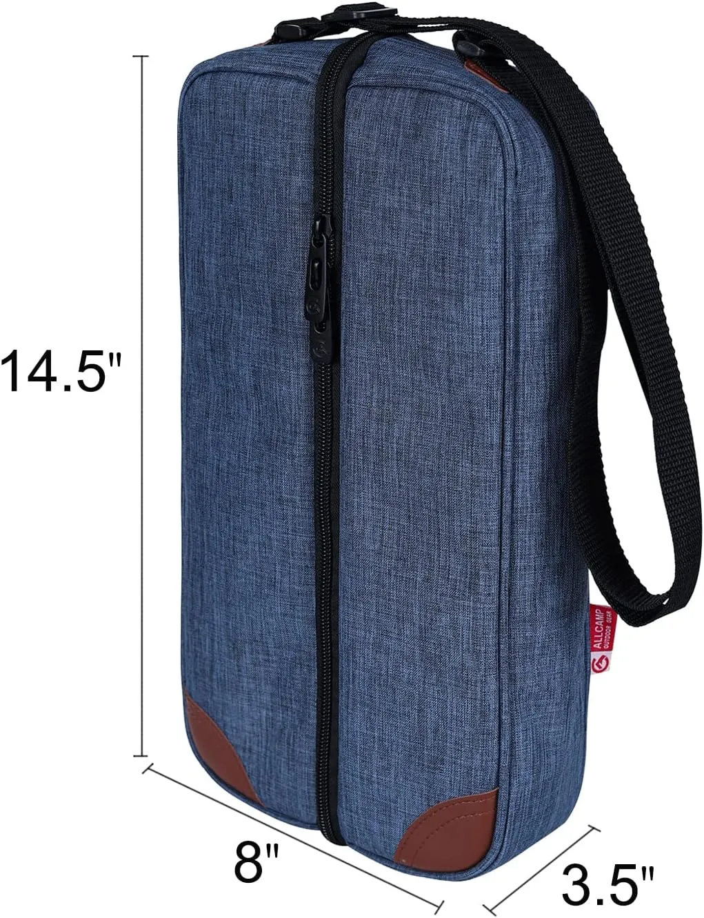 ALLCAMP Wine Tote Bag with Cooler Compartment，Picnic Set Carrying Two Sets of Tableware（Blue）