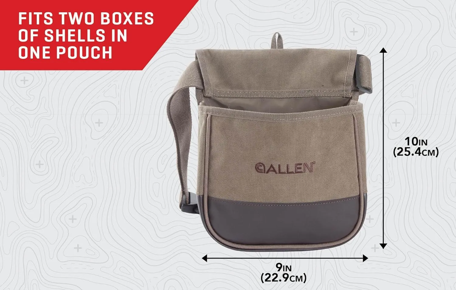 Allen Company Shotgun Shell Pouch - Sporting Shell Bag for Clay, Trap or Skeet Shooting - Soft Canvas or Hard Molded Options in Tan or Olive Drab