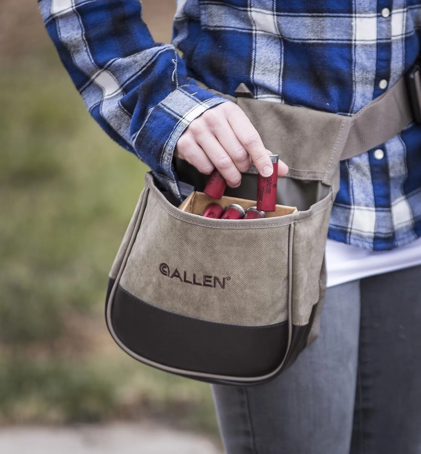 Allen Company Shotgun Shell Pouch - Sporting Shell Bag for Clay, Trap or Skeet Shooting - Soft Canvas or Hard Molded Options in Tan or Olive Drab