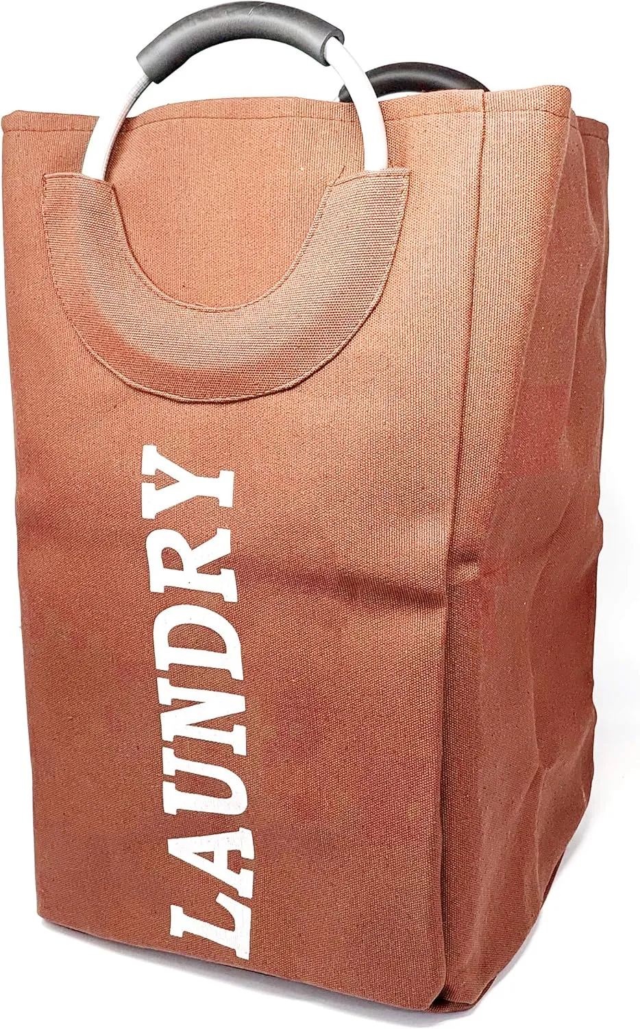Allgala Canvas Like Waterproof Laundry Bag with Aluminium Handle Laundry Hamper Basket Clothes Hamper Self Standing Collapsible for Easy Storage or Transportation-Coral-LB80504