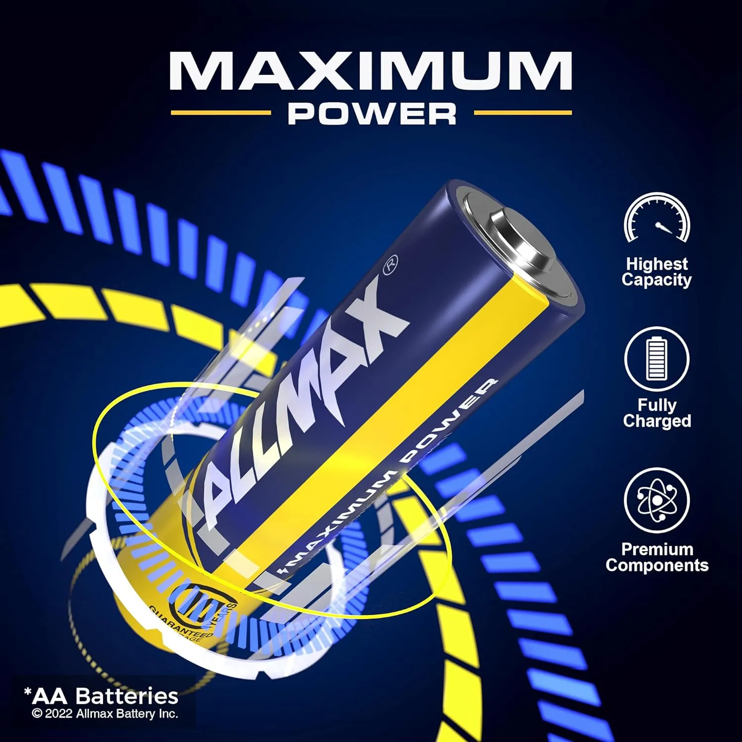 Allmax AA Maximum Power Alkaline Double A Batteries (100 Count) – Ultra Long-Lasting, Leakproof Design, 10-Year Shelf Life, Maximum Performance (1.5V)