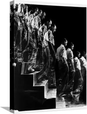 AllPosters Stretched Canvas Print Marcel Duchamp Walking down Stairs in exposure of Famous Painting Nude Descending a Staircase by Eliot Elisofon, 12x16