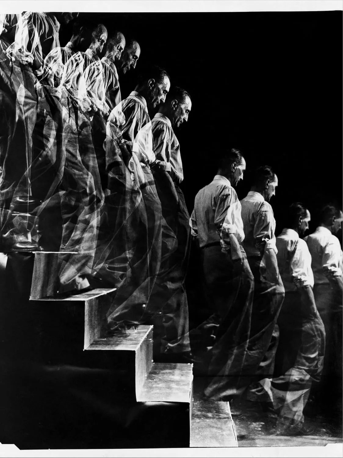 AllPosters Stretched Canvas Print Marcel Duchamp Walking down Stairs in exposure of Famous Painting Nude Descending a Staircase by Eliot Elisofon, 12x16