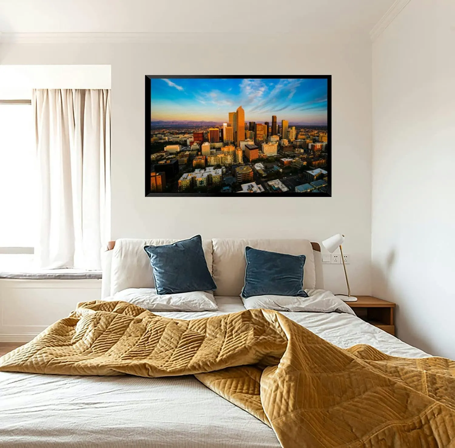Alpine Glow Denver Morning Sunrise Black Framed Canvas Wall Art for Living Room Bedroom Kitchen Bathroom Prints Pictures Wall Decor Posters Painting Artwork 16x24