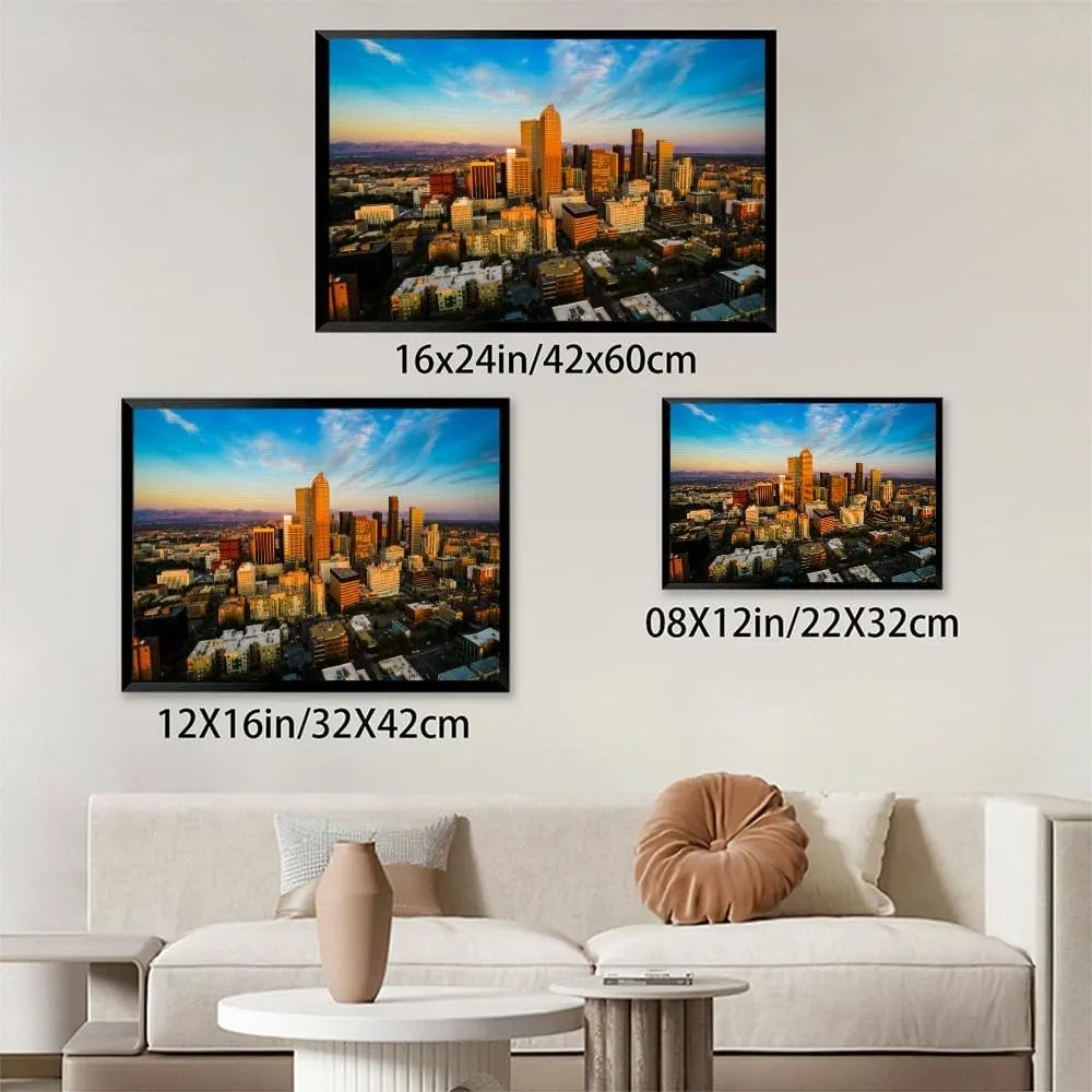 Alpine Glow Denver Morning Sunrise Black Framed Canvas Wall Art for Living Room Bedroom Kitchen Bathroom Prints Pictures Wall Decor Posters Painting Artwork 16x24