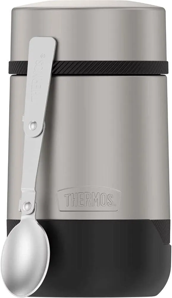 ALTA SERIES BY THERMOS Stainless Steel Food Jar 18 Ounce, Matte Steel/Espresso Black