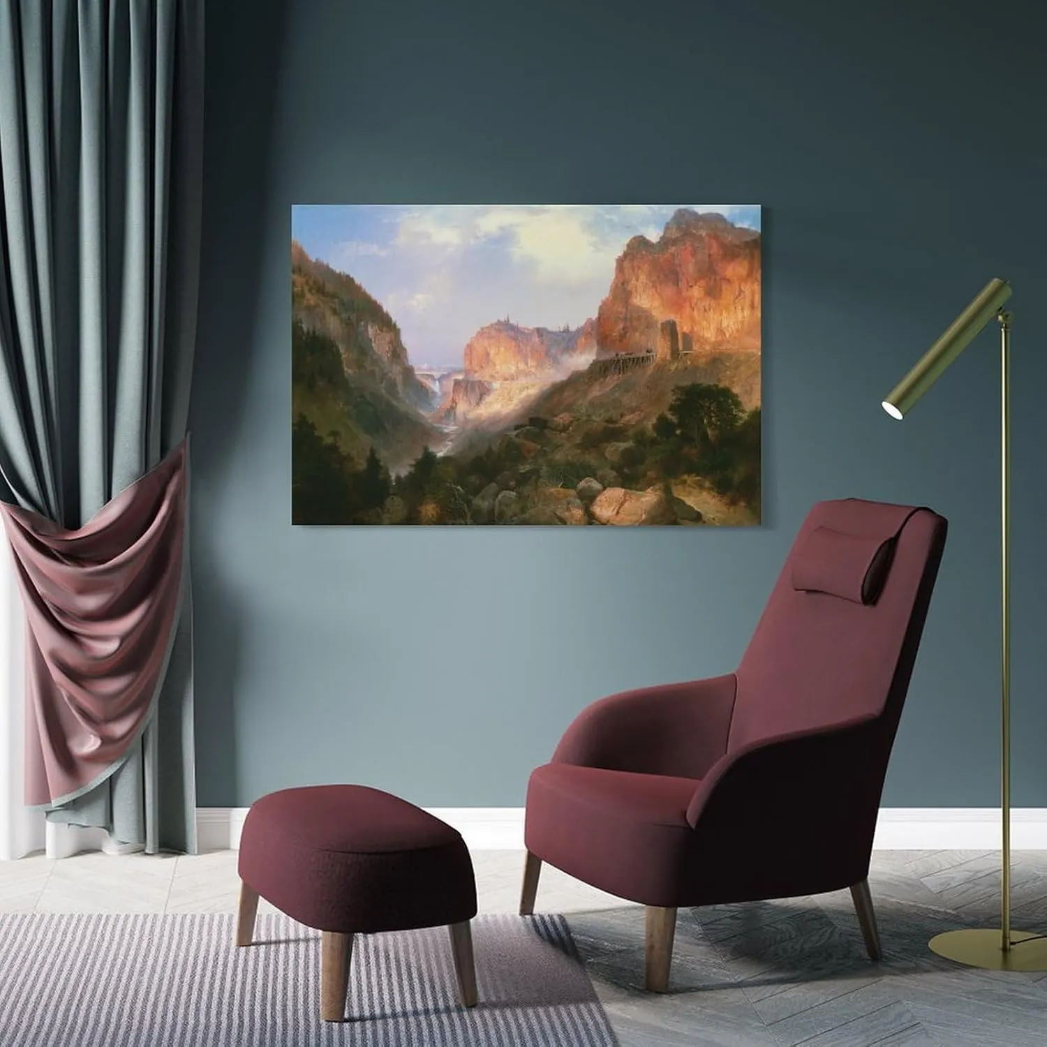 American Painter Thomas Moran Painting Golden Gate in Yellowstone Park Hudson River School HD Print on Canvas Painting Wall Art for Living Room Decor Boy Gift 20x30inch(50x75cm)