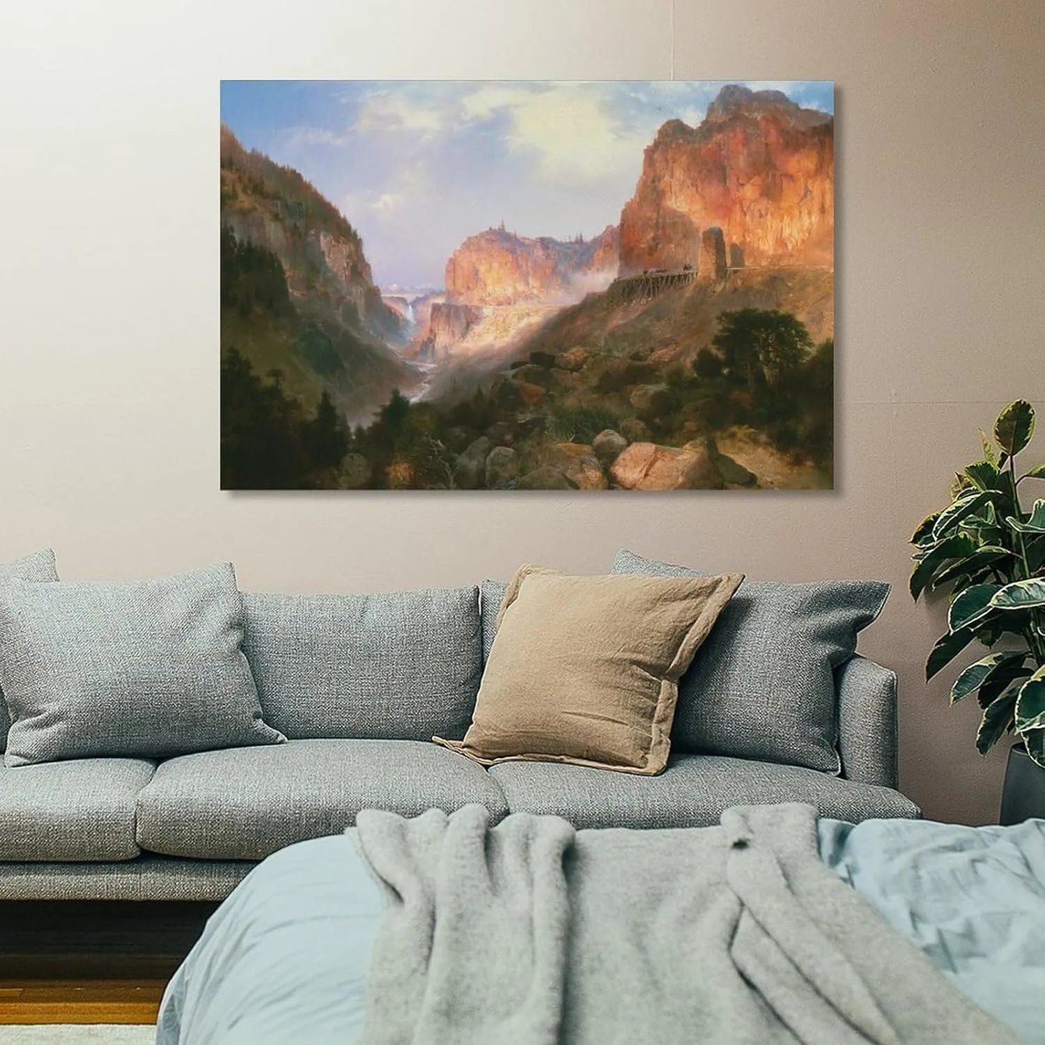 American Painter Thomas Moran Painting Golden Gate in Yellowstone Park Hudson River School HD Print on Canvas Painting Wall Art for Living Room Decor Boy Gift 20x30inch(50x75cm)