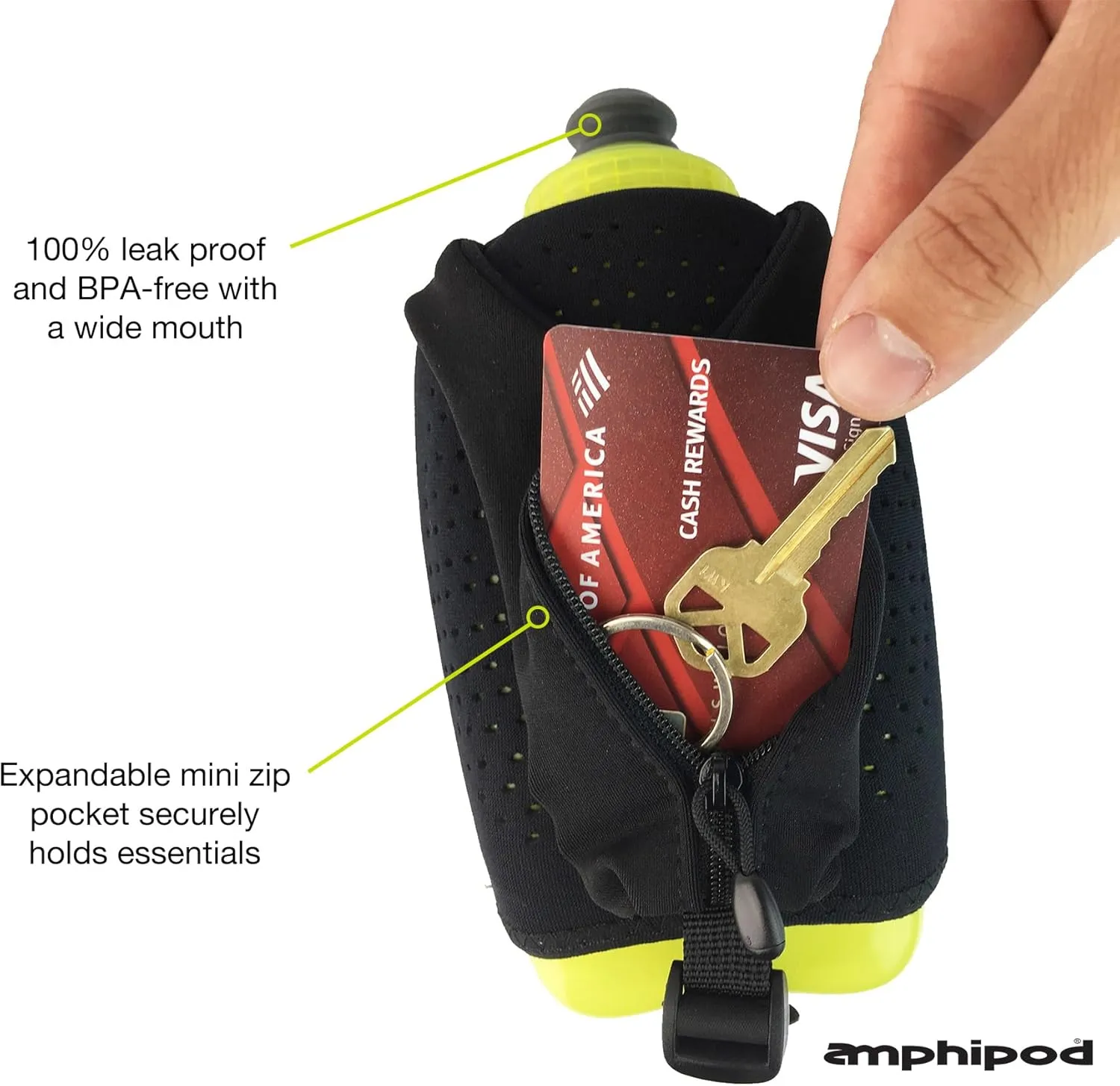 Amphipod Hydraform Ergo-Lite Handheld Water Bottle, BPA-Free Minimalist Insulated Hydration for Ultra-Running& Walking - Blue - 20 oz