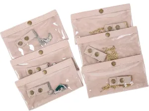 Angelina's Palace Medium 6PCS Velvet Jewelry Pouches Travel Jewelry Organizer Portable Storage Bag for Necklaces Bracelets Watches Rings(Beige)