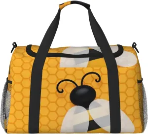 Animal Bee Honeycomb Travel Duffel Bag Tote Bag Sports Gym Bag For Women And Men