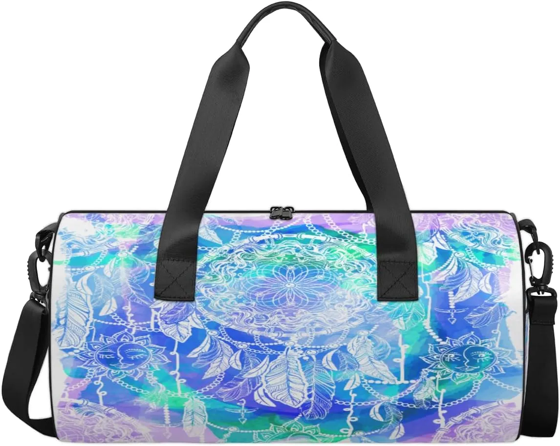 Animal Feather Travel Duffel Bag Dream Catcher Sports Gym Bag Men Women Sports Travel Luggage Bag 17.6”×9”×9 “ Duffel Bag Weekend Overnight Gym Bag Nvenient For Carrying
