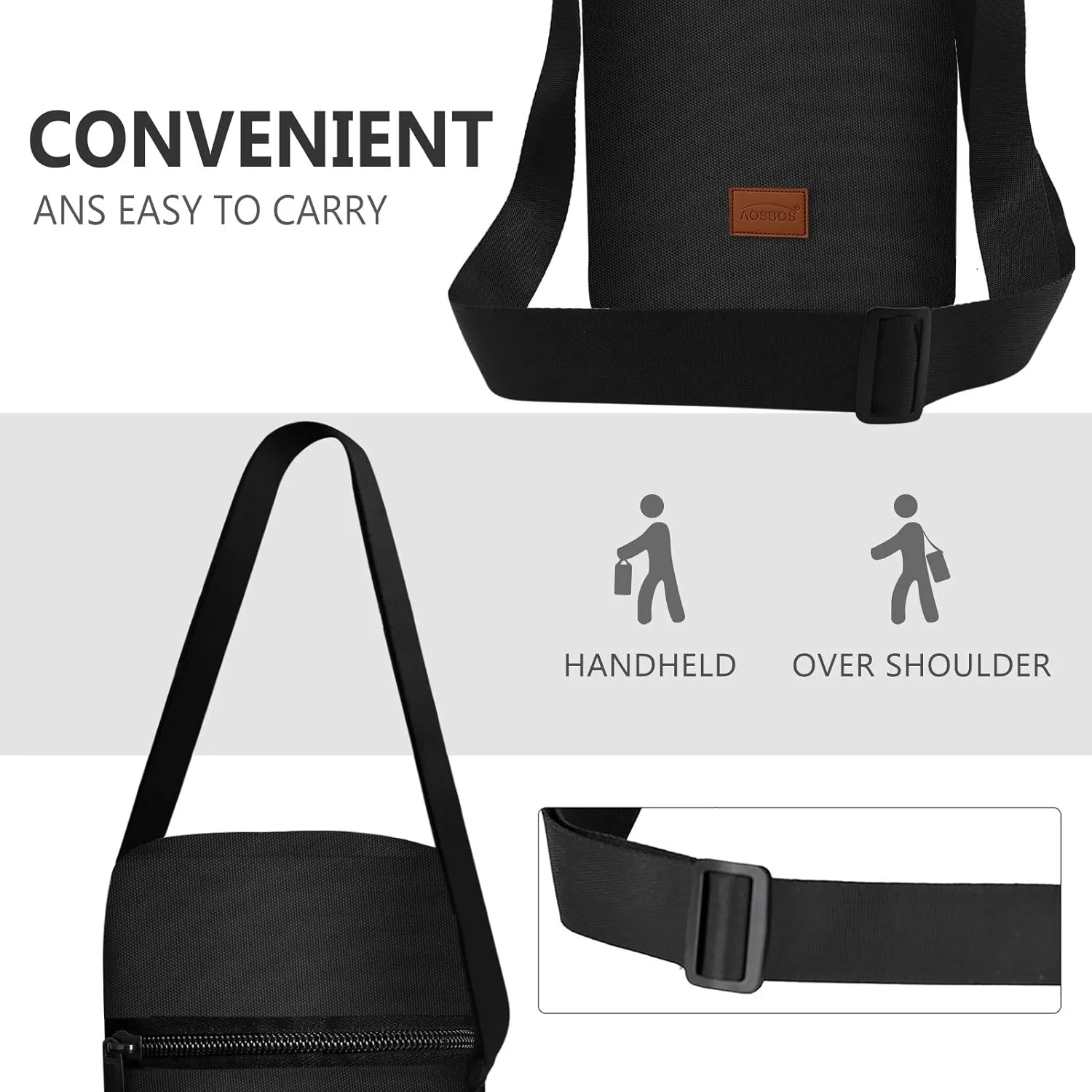 Aosbos Insulated Wine Bag - Leakproof Bottle Carrier with Padded Protection, Portable Cooler for Beach, Picnic, Travel