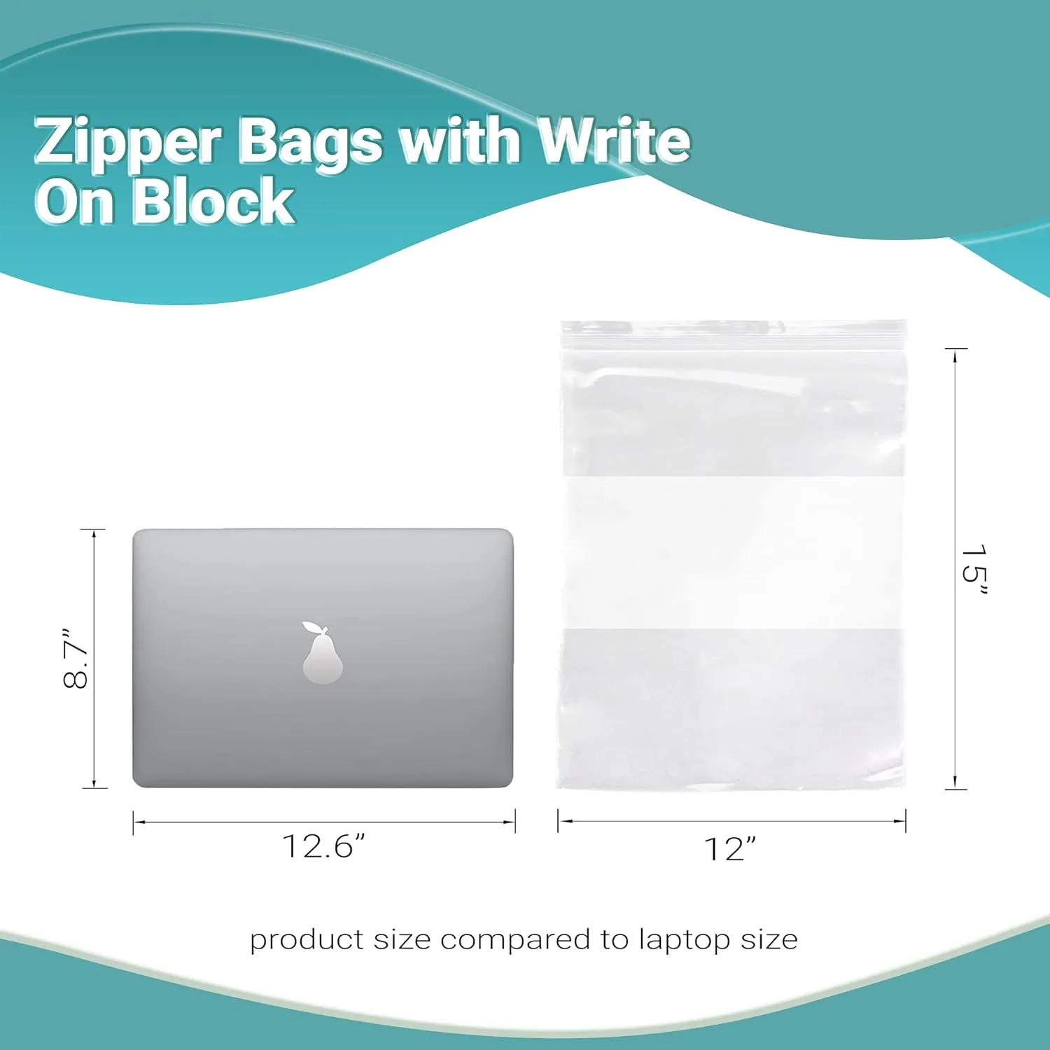 APQ Pack of 500 White Block Zipper Bags 12 x 15. Ultra Thick Write on Block Poly Bags 12x15. Thickness 4 mil. Pills Bags. Great for Packing and Storing. Ideal for Industrial, Food Service Needs.