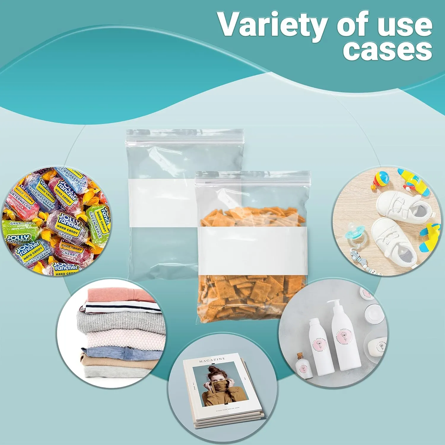 APQ Pack of 500 White Block Zipper Bags 12 x 15. Ultra Thick Write on Block Poly Bags 12x15. Thickness 4 mil. Pills Bags. Great for Packing and Storing. Ideal for Industrial, Food Service Needs.